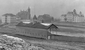 Archival photo of the Old Oval, or Shaw Quad